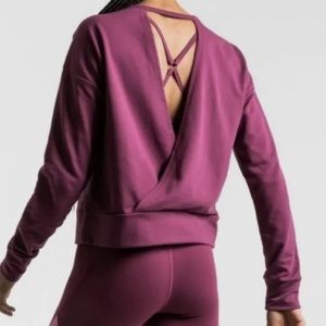 Nike yoga women’s long sleeve sweatshirt with open back color Crimson size large